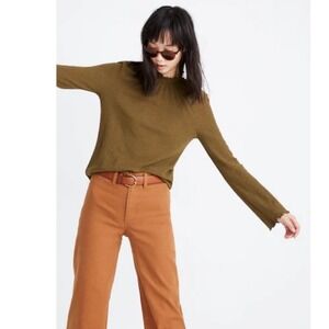 Madewell Texture & Thread‎ Ruffled Mockneck Top Green Small